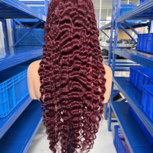 Bordeaux – Burgundy Burmese Curly Human Hair Wig
